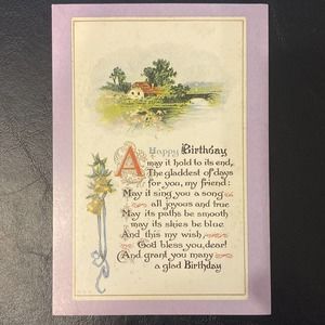 VTG A Sunshine Card Antique Reproduction Postcard Happy Birthday Divided New